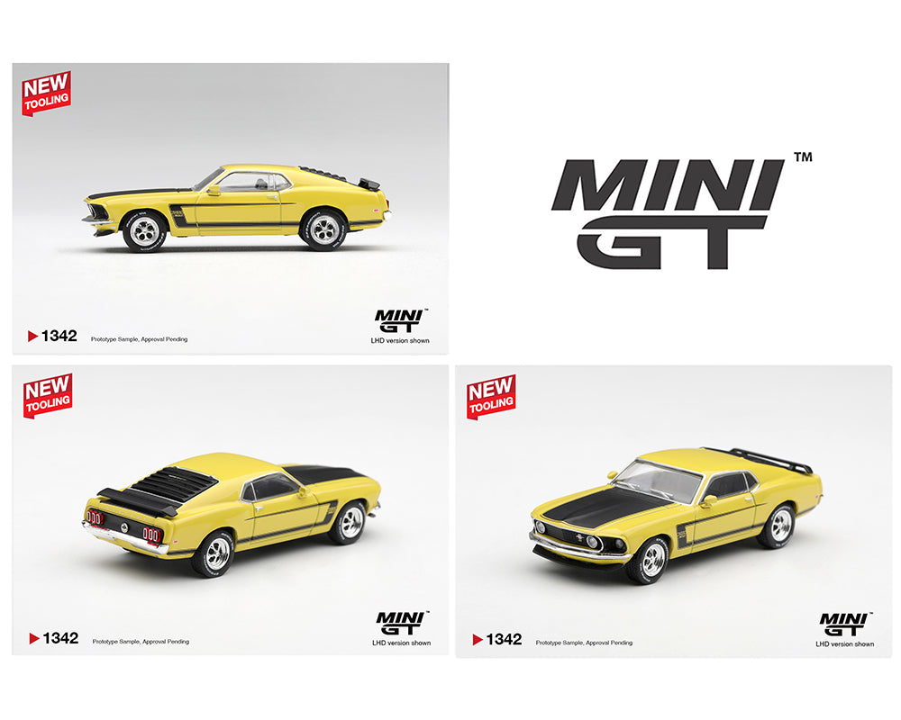 (PRE-ORDER) Mini GT 1:64 Ford Mustang Boss 302 1969 – Bright Yellow – Limited Edition MGT01342-BL