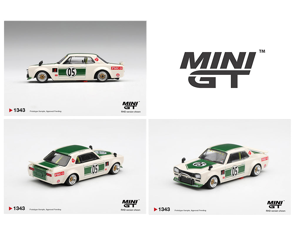 (PRE-ORDER) Mini GT 1:64 Nissan Skyline LB-WORKS “HAKOSUKA” – White / Green- Limited Edition MGT01343-BL