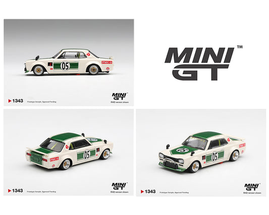 (PRE-ORDER) Mini GT 1:64 Nissan Skyline LB-WORKS “HAKOSUKA” – White / Green- Limited Edition MGT01343-BL