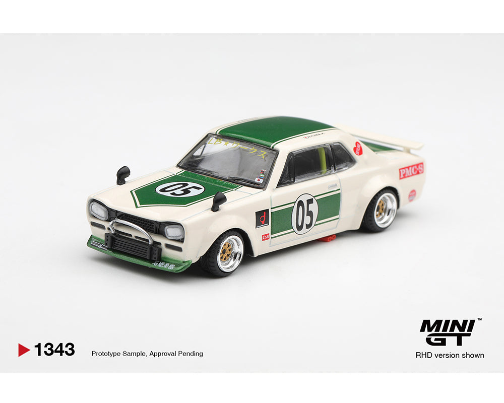 (PRE-ORDER) Mini GT 1:64 Nissan Skyline LB-WORKS “HAKOSUKA” – White / Green- Limited Edition MGT01343-BL