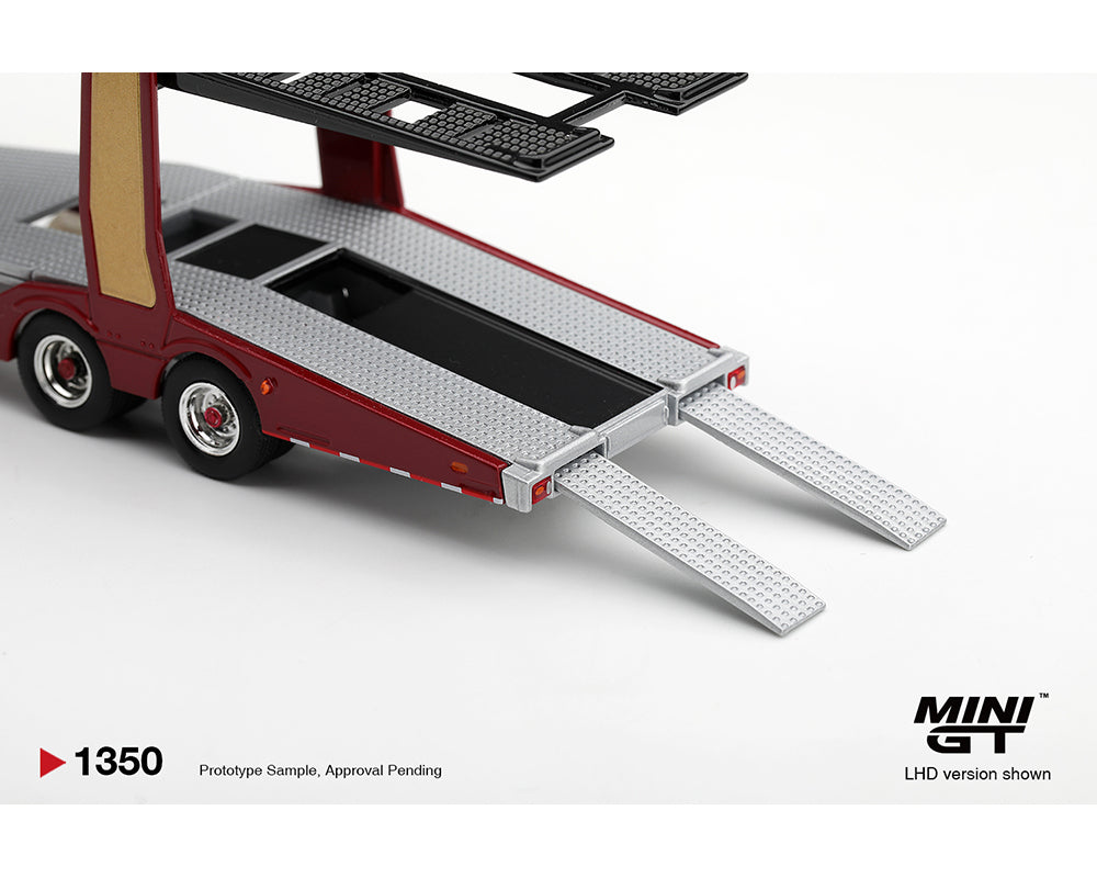(PRE-ORDER) Mini GT 1:64 Scania 770S A6x4NA Car Transporter V8 50th anniversary + Car transporter – Red – Limited Edition MGT01350-L