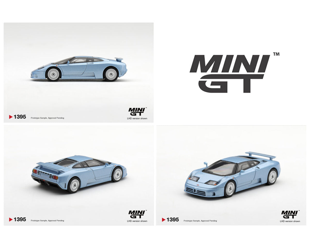 (PRE-ORDER) Mini GT 1:64 Bugatti EB110 GT Azzurro Metallizzato Mondial de l’Automobile 1992 – Limited Edition MGT01395-BL