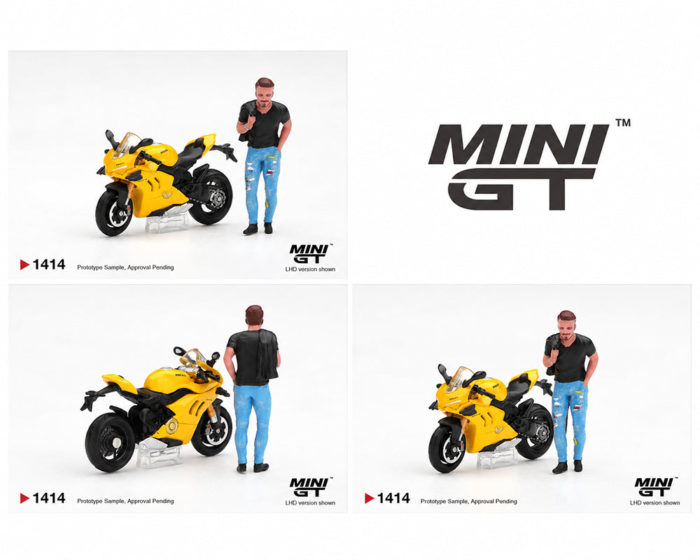 (PRE-ORDER) Mini GT 1:64 Ducati Panigale V4 S with Ducati Figure Yellow – Limited Edition MGT01414-L