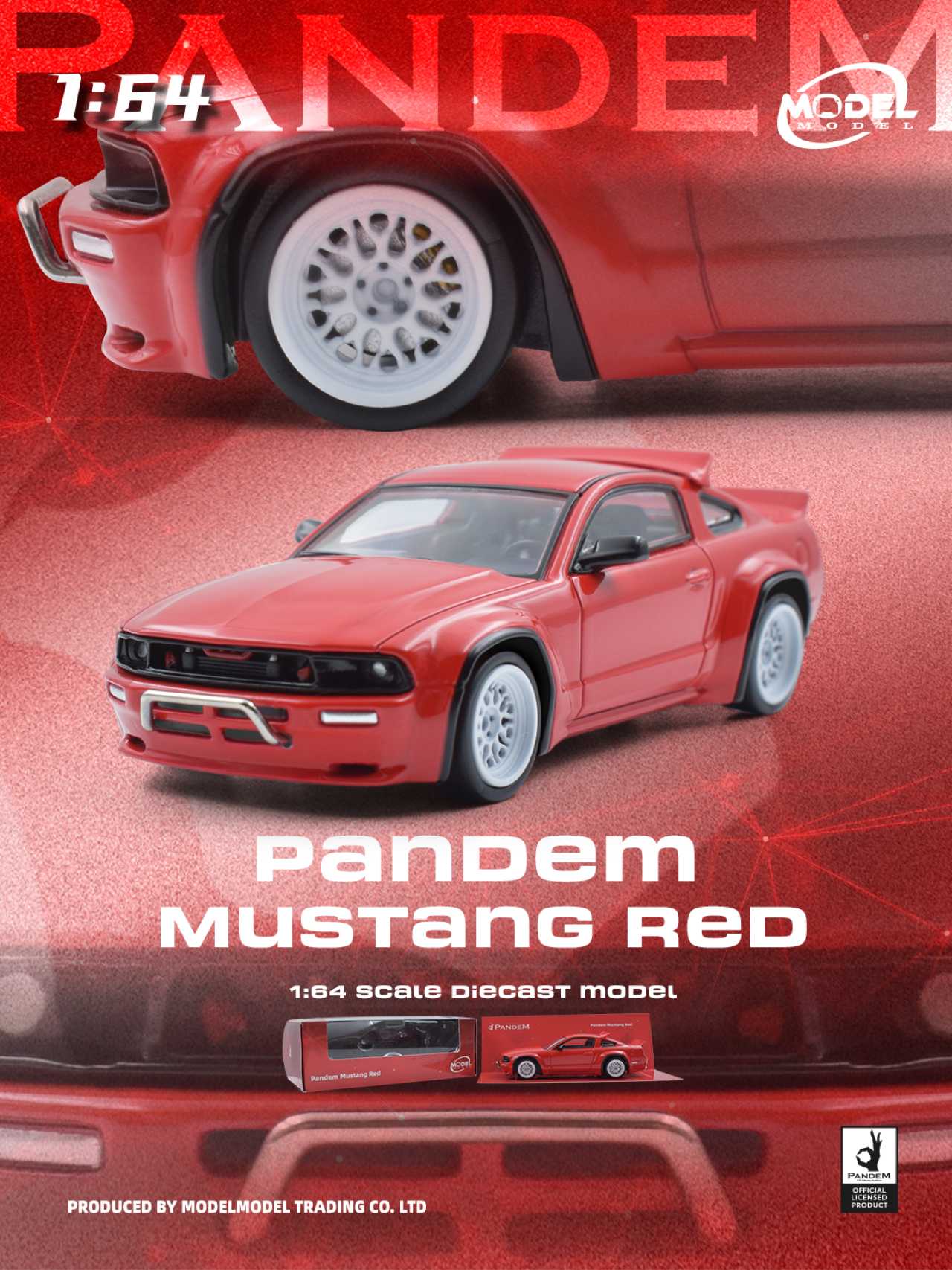 (PRE-ORDER) MODELMODEL 1:64 Pandem Mustang Red MM64-PM-001