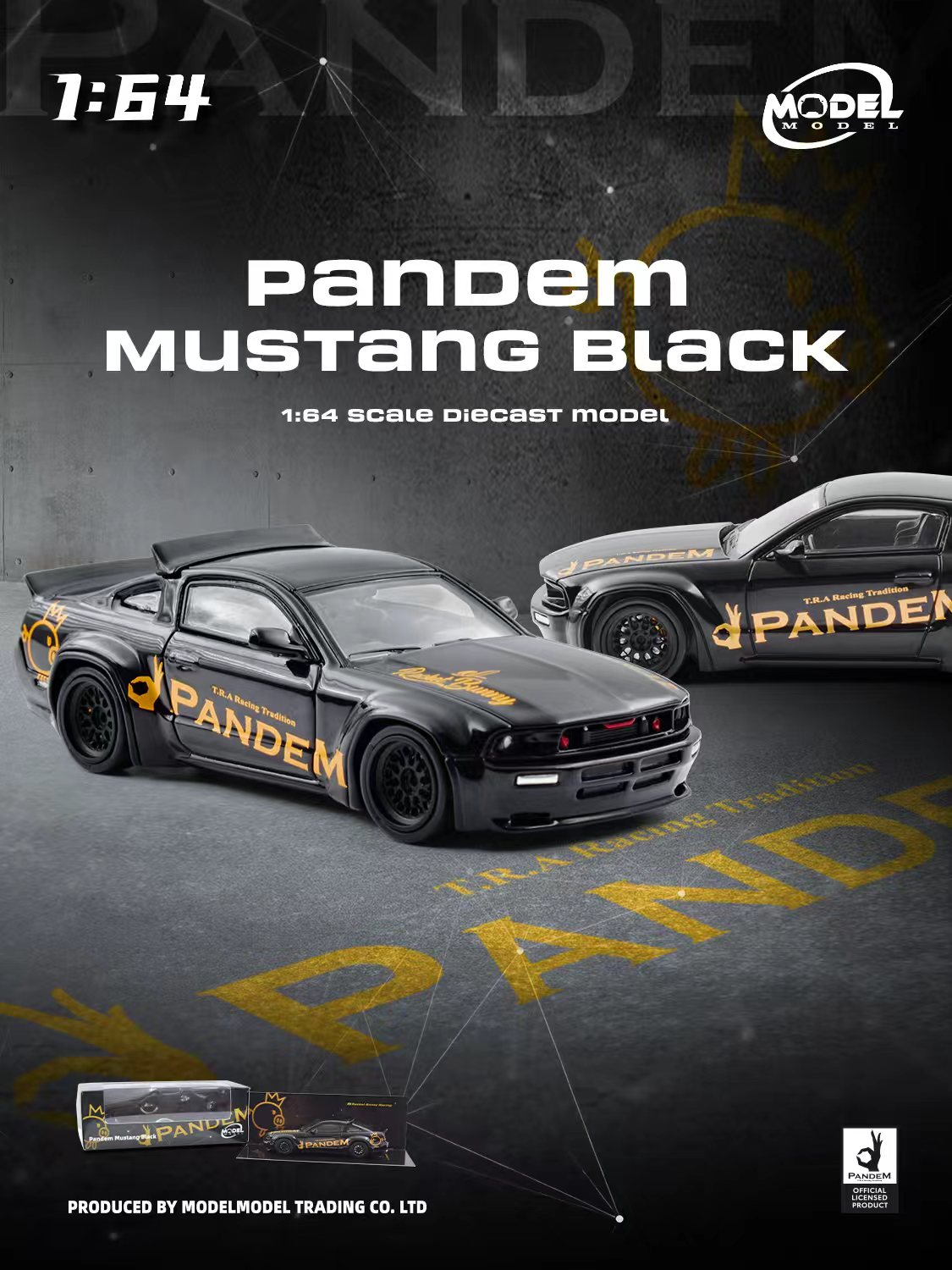 (PRE-ORDER) MODELMODEL 1:64 Pandem Mustang Black MM64-PM-002