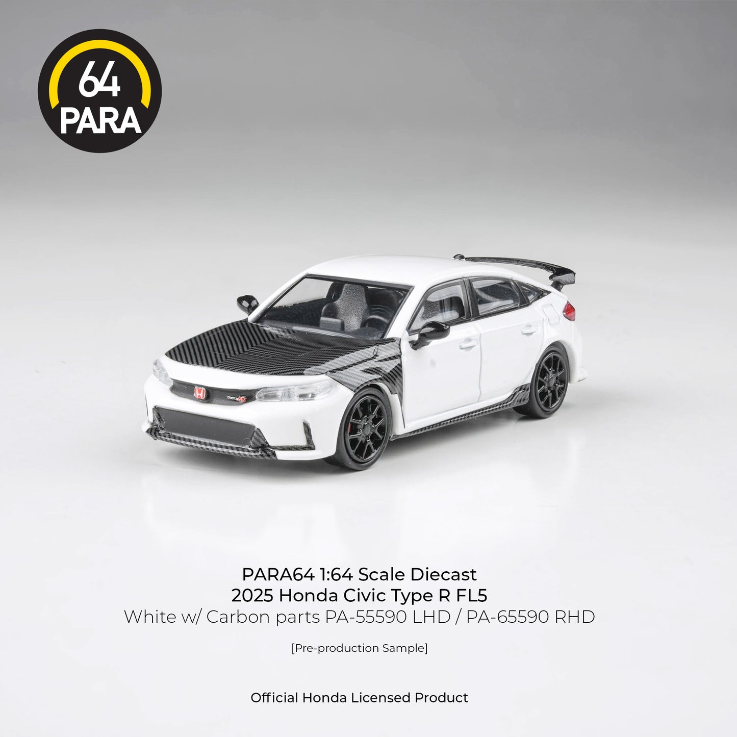 (PRE-ORDER) PARA64 1:64 R2023 Honda Civic Type R FL5 White w/ Carbon parts LHD PA-55590