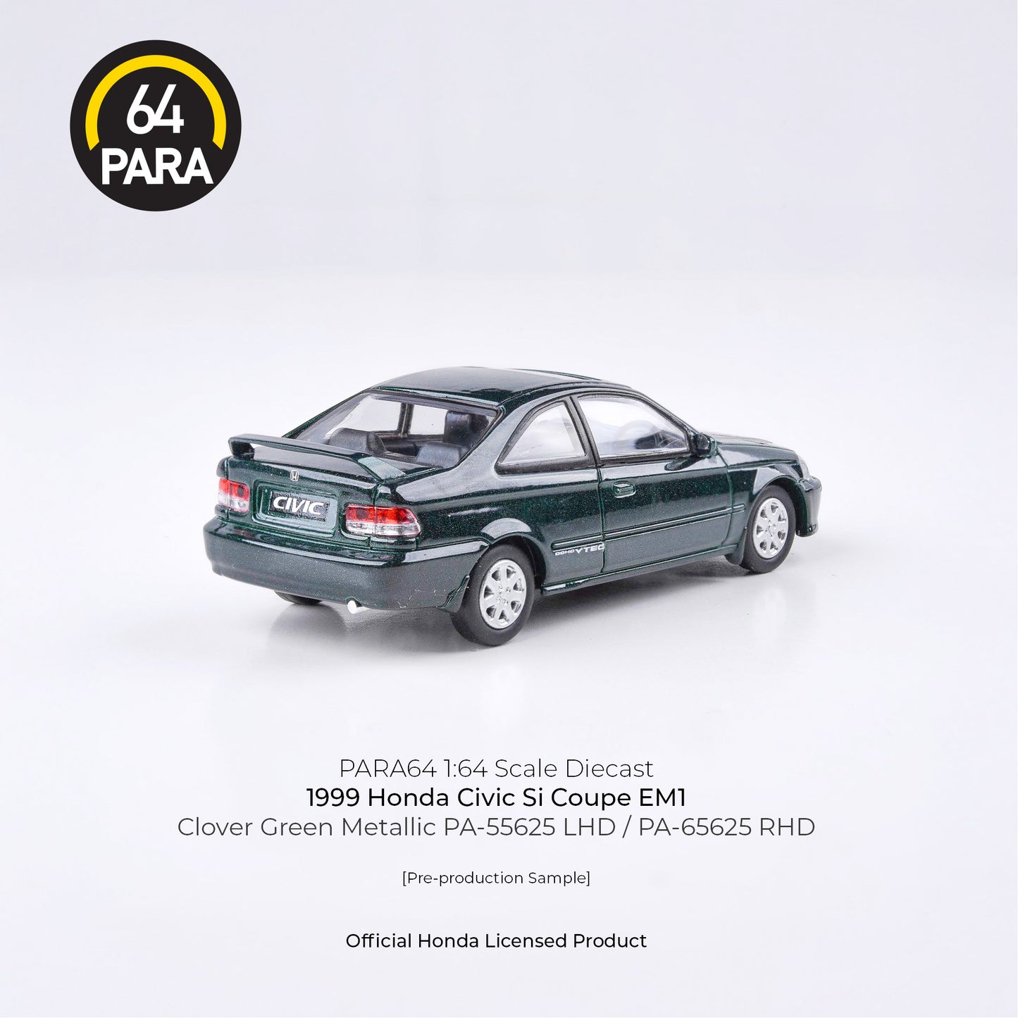 (PRE-ORDER) PARA64 1:64 1999 Honda Civic EM1 Clover Green Pearl LHD PA-55625