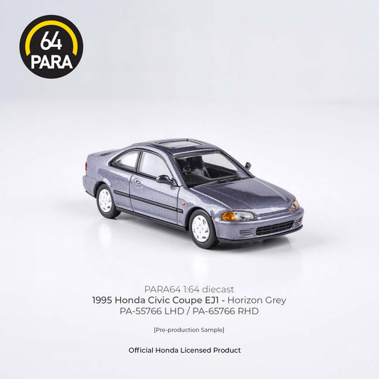 (PRE-ORDER) PARA64 1:64 1995 Honda Civic Coupe EJ1 Horizon Grey LHD PA-55766