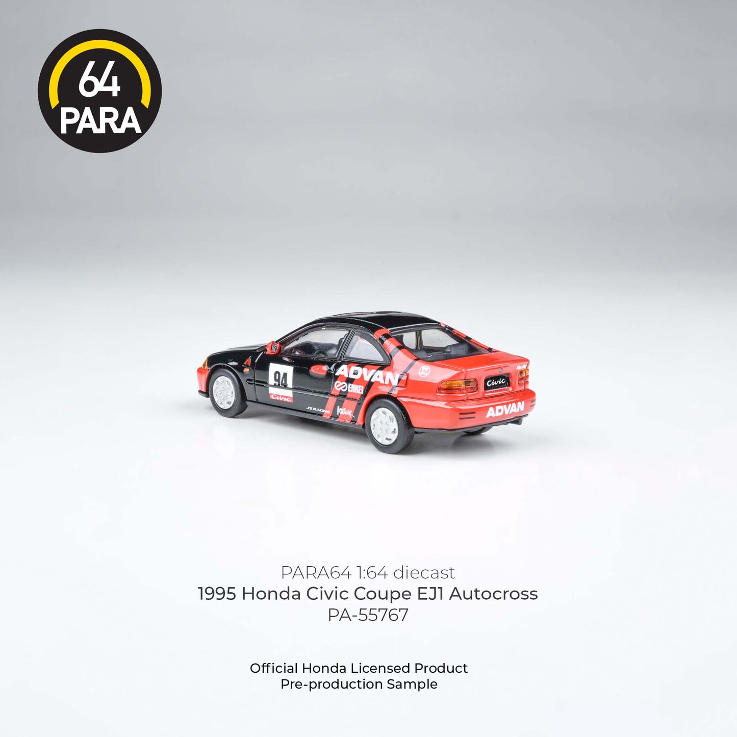 (PRE-ORDER) PARA64 1:64 1995 Honda Civic Coupe EJ1 Autocross PA-55767