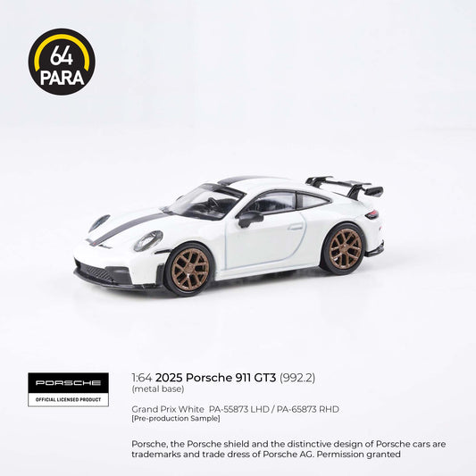 (PRE-ORDER) PARA64 1:64 2025 Porsche 911 GT3 (992.2) Grand Prix White w/ photo etch wheels LHD PA-55873