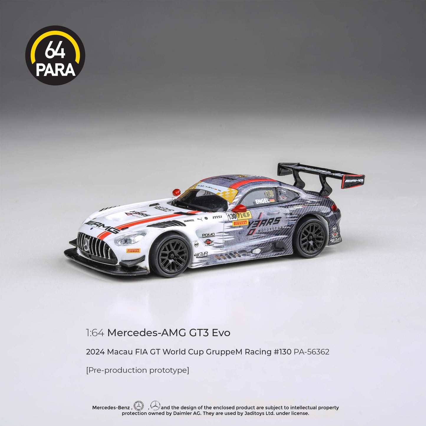 (PRE-ORDER) PARA64 1:64 Mercedes-AMG GT3 2024 Macau FIA GT World Cup GruppeM Racing #130 P1 PA-56362
