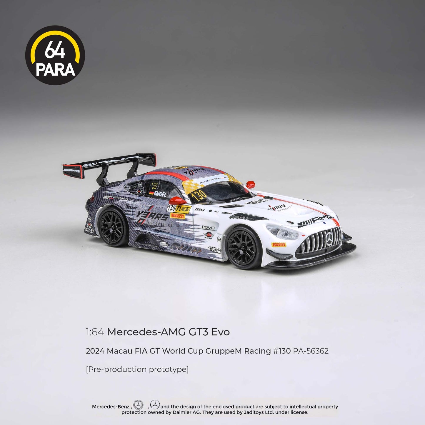 (PRE-ORDER) PARA64 1:64 Mercedes-AMG GT3 2024 Macau FIA GT World Cup GruppeM Racing #130 P1 PA-56362