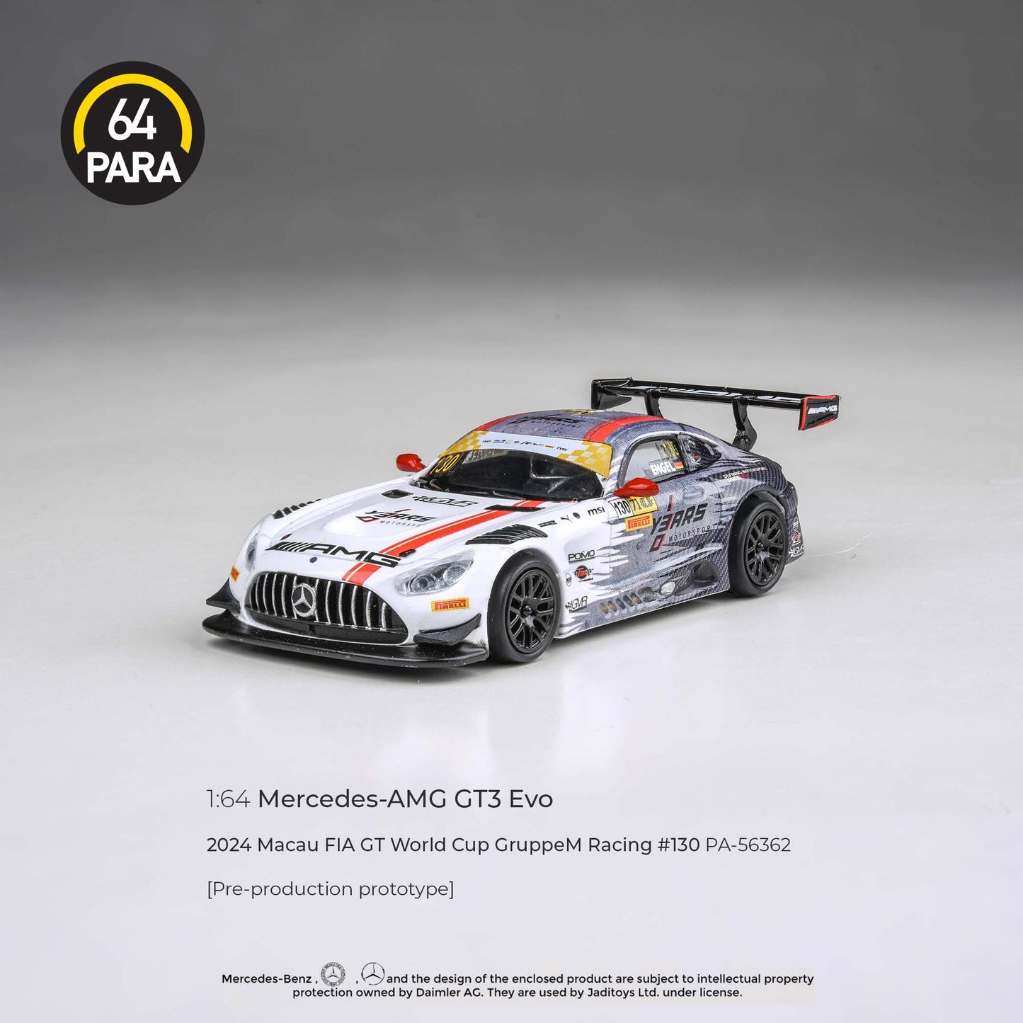 (PRE-ORDER) PARA64 1:64 Mercedes-AMG GT3 2024 Macau FIA GT World Cup GruppeM Racing #130 P1 PA-56362