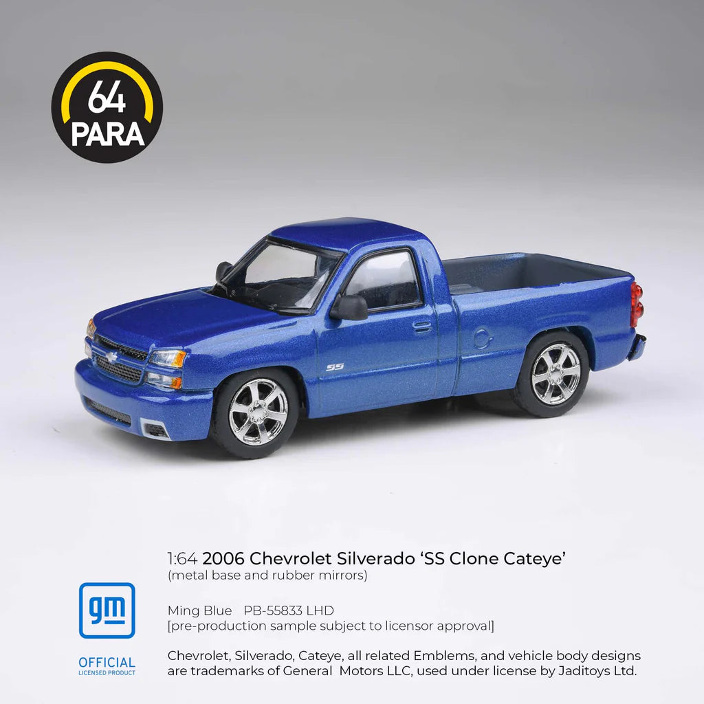 (PRE-ORDER) PARA64 1:64 2006 Chevrolet Silverado Single Cab Ming Blue PB-55833
