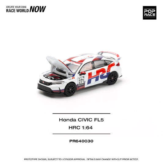 (PRE-ORDER) POPRACE 1:64 HONDA CIVIC TYPE-R (FL5) TCR - HRC PR640030