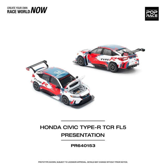 (PRE-ORDER) POPRACE 1:64 HONDA CIVIC TYPE-R (FL5) TCR PRESENTATION PR640153