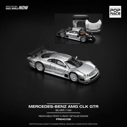 (PRE-ORDER) POPRACE 1:64 MERCEDES-BENZ AMG CLK GTR - SILVER PR640158