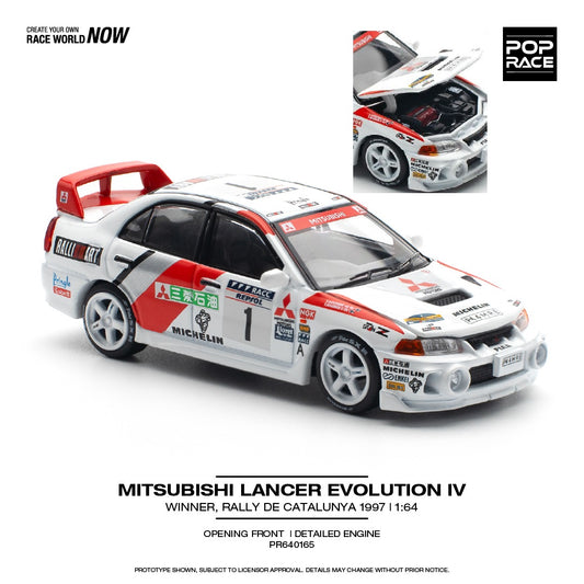 (PRE-ORDER) POPRACE 1:64 MITSUBISHI LANCER EVOLUTION IV WINNER, RALLY DE CATALUNYA 1997 PR640165