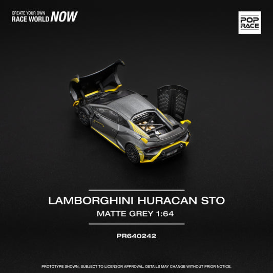 (PRE-ORDER) POPRACE 1:64 LAMBORGHINI HURACAN STO MATTE GREY PR640242