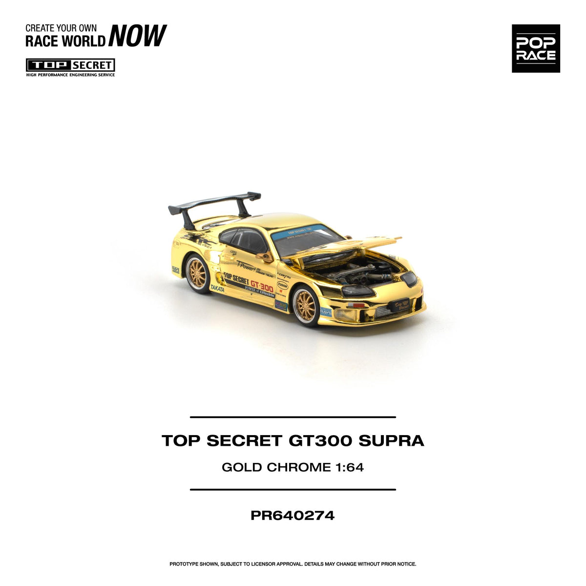 (PRE-ORDER) POPRACE 1:64 TOP SECRET GT300 SUPRA - GOLD CHROME PR640274