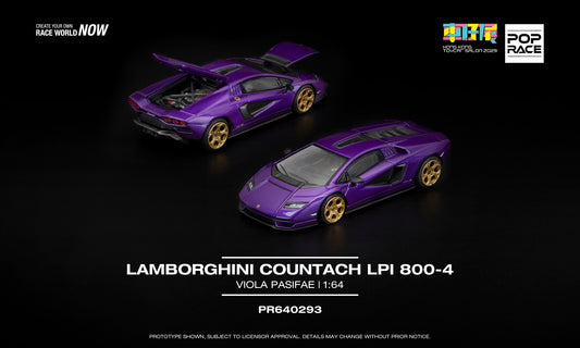 (PRE-ORDER) POPRACE 1:64 LAMBORGHINI COUNTACH LPI 800-4 Special Edition in Shimmery Viola Pasifae HONG KONG TOYCAR SALON 2025 PR640293