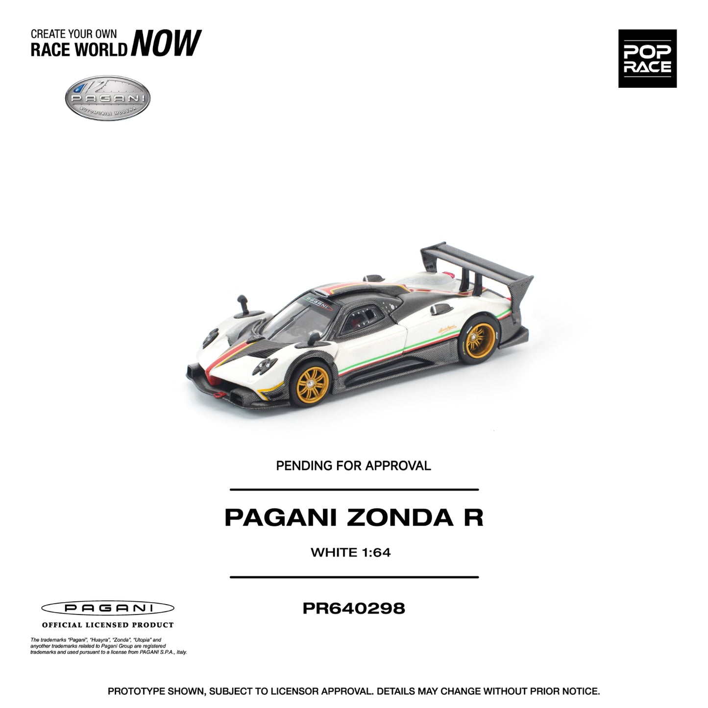 (PRE-ORDER) POPRACE 1:64 PAGANI ZONDA R WHITE PR640298