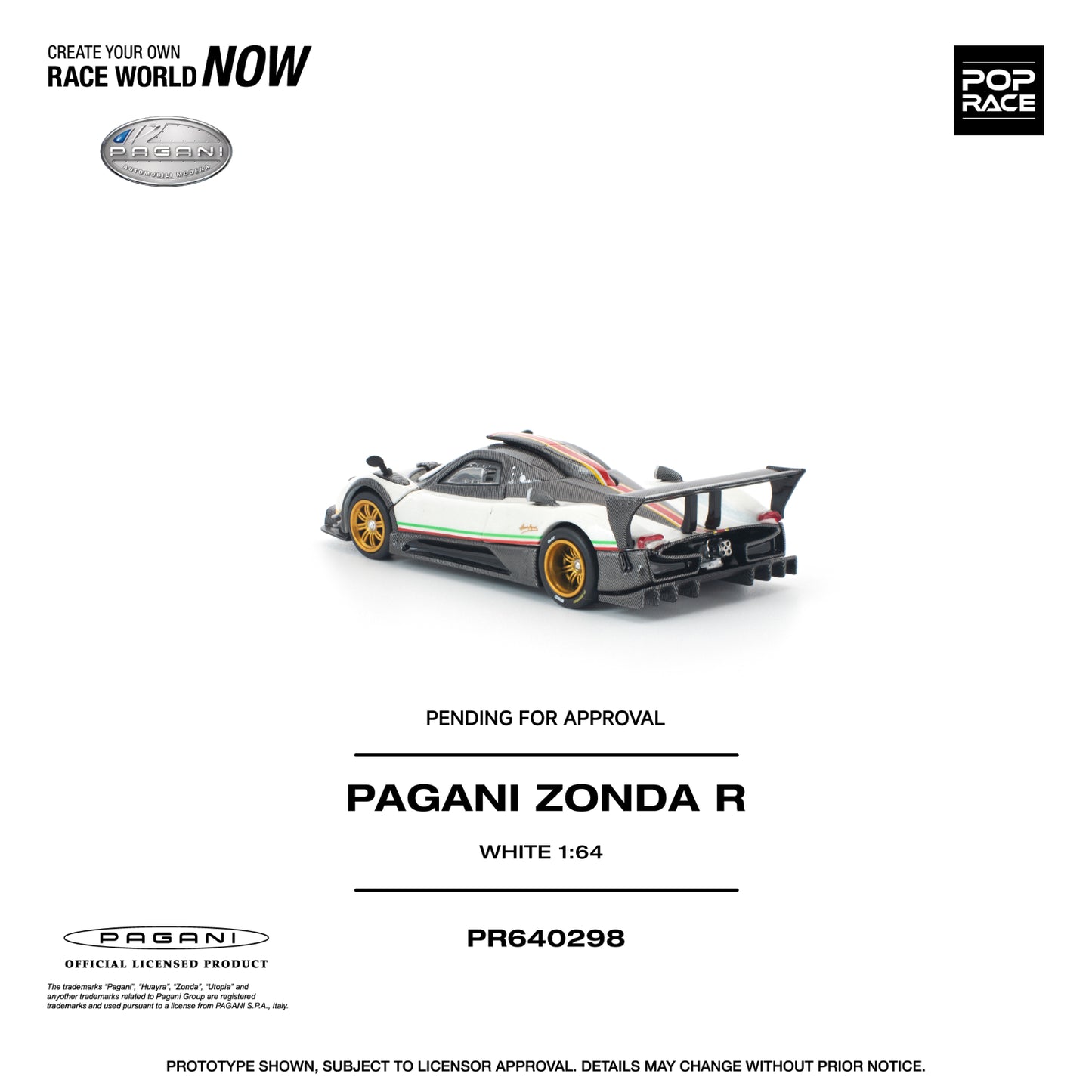 (PRE-ORDER) POPRACE 1:64 PAGANI ZONDA R WHITE PR640298