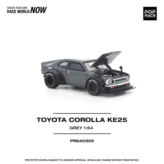 (PRE-ORDER) POPRACE 1:64 TOYOTA COROLLA KE 25 MATTE GREY PR640305