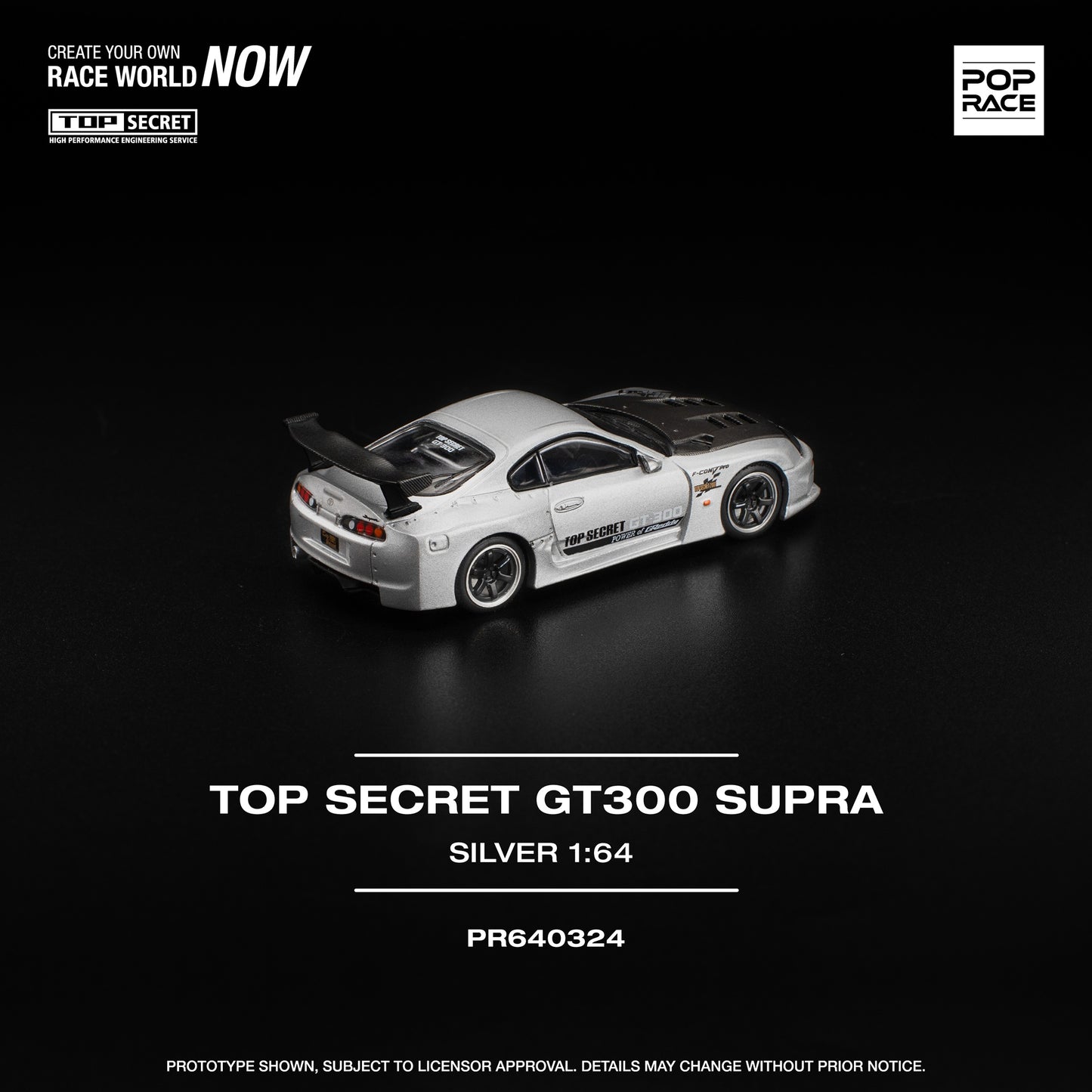 (PRE-ORDER) POPRACE 1:64 TOP SECRET GT300 SUPRA SILVER PR640324