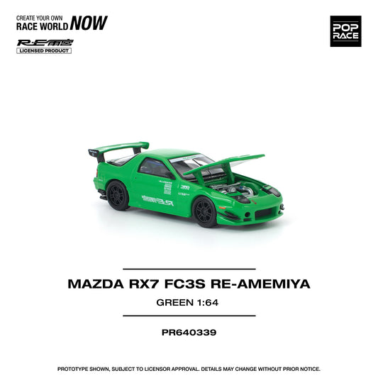 (PRE-ORDER) POPRACE 1:64 MAZDA RX7 (FC3S) RE-AMEMIYA GREEN PR640339