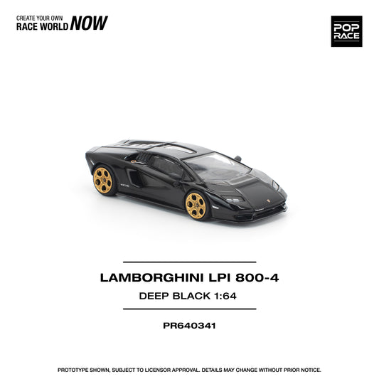 (PRE-ORDER) POPRACE 1:64 LAMBORGHINI COUNTACH LPI 800-4 DEEP BLACK PR640341