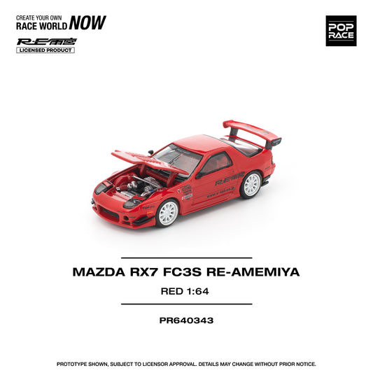 (PRE-ORDER) POPRACE 1:64 MAZDA RX7 FC3S RE-AMEMIYA RED PR640343