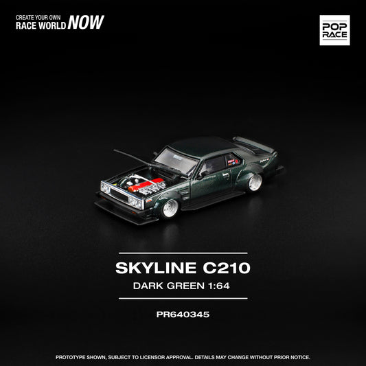 (PRE-ORDER) POPRACE 1:64 SKYLINE C210 DARK GREEN PR640345