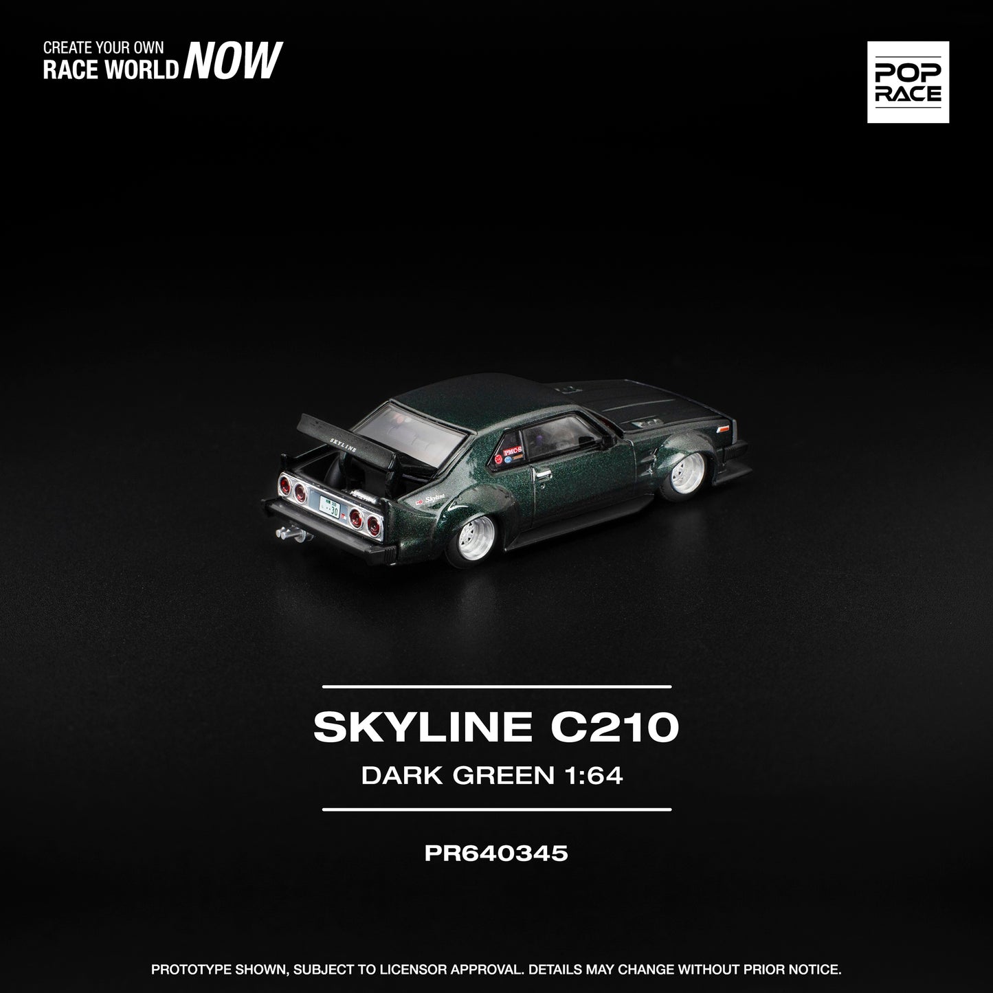 (PRE-ORDER) POPRACE 1:64 SKYLINE C210 DARK GREEN PR640345