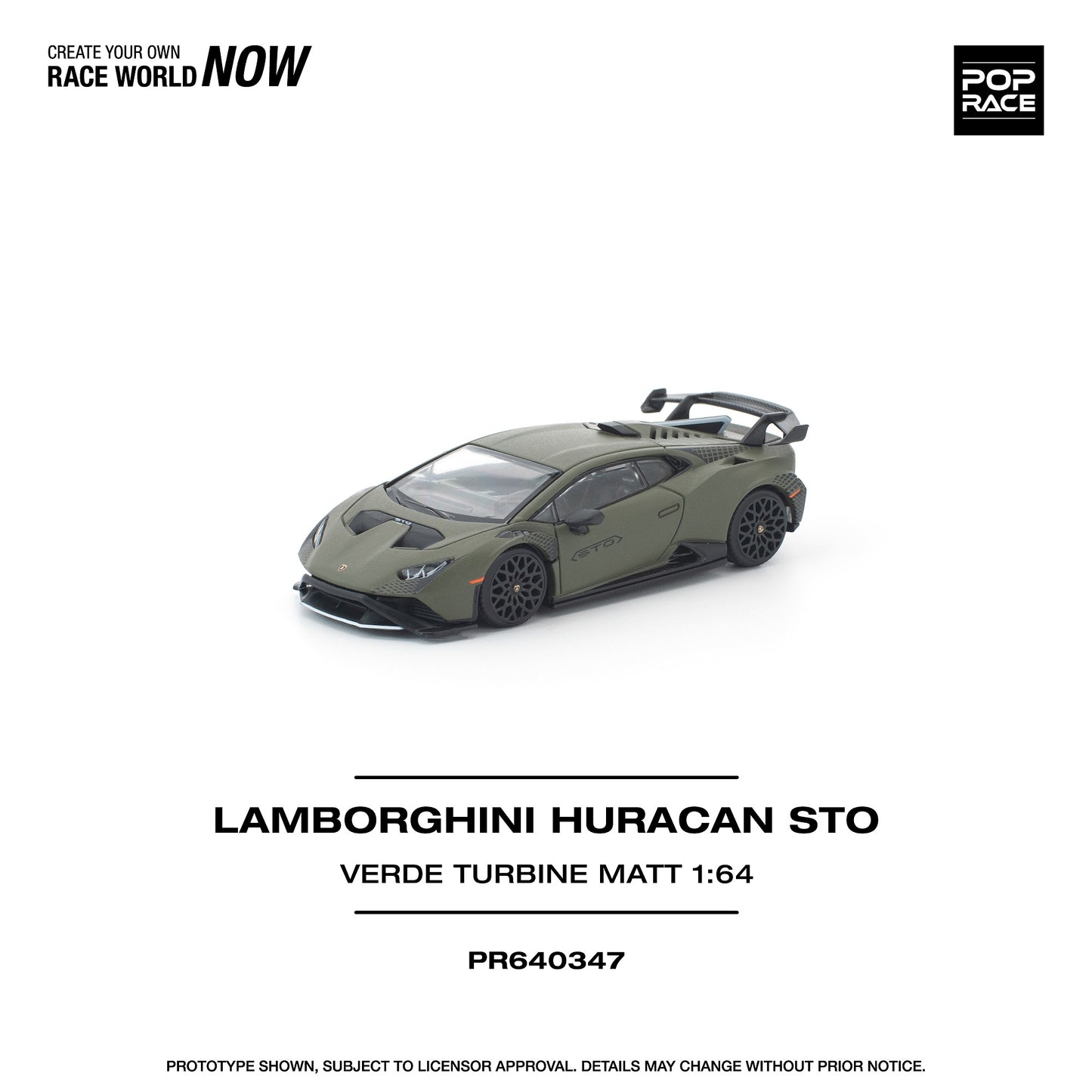 (PRE-ORDER) POPRACE 1:64 LAMBORGHINI HURACAN STO VERDE TURBINE MATT PR640347