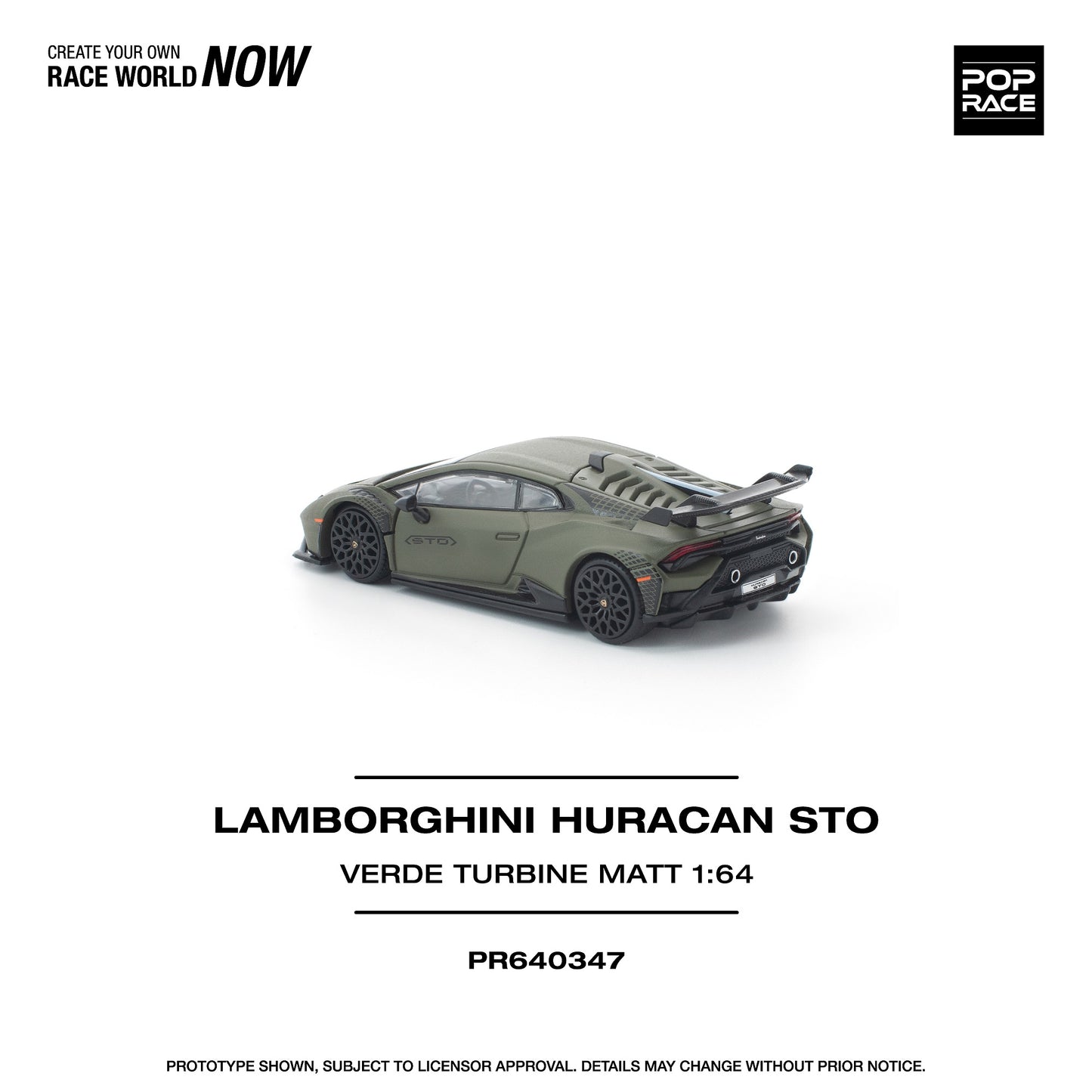 (PRE-ORDER) POPRACE 1:64 LAMBORGHINI HURACAN STO VERDE TURBINE MATT PR640347