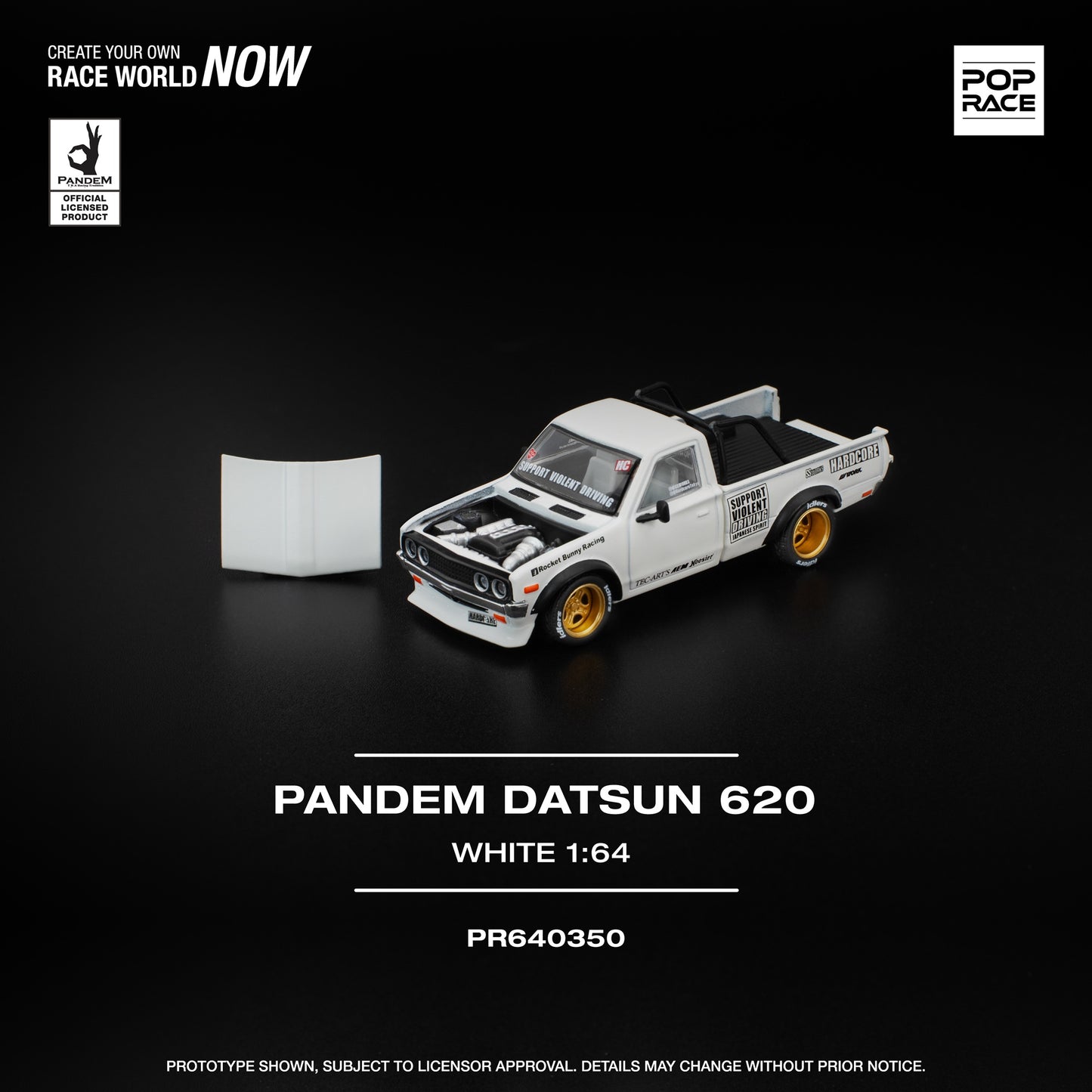 (PRE-ORDER) POPRACE 1:64 PANDEM DATSUN 620 WHITE PR640350