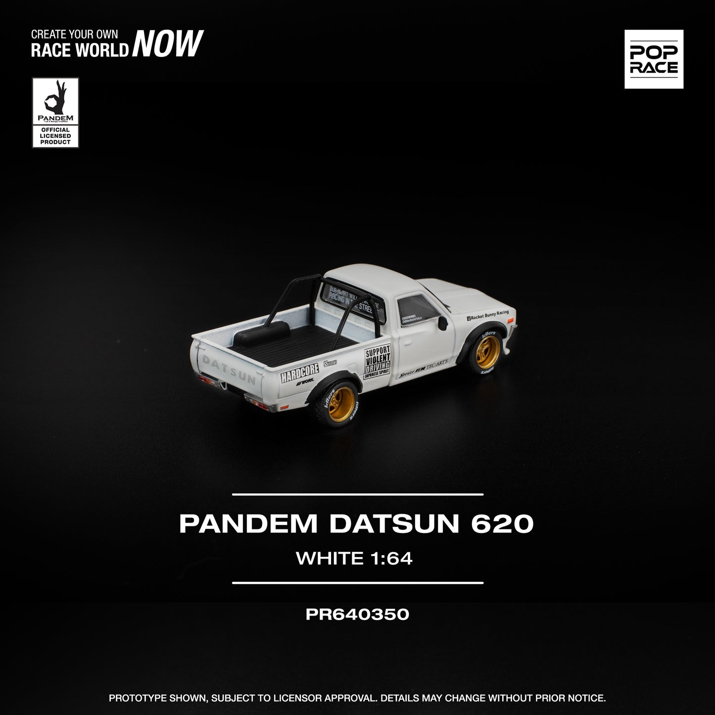 (PRE-ORDER) POPRACE 1:64 PANDEM DATSUN 620 WHITE PR640350
