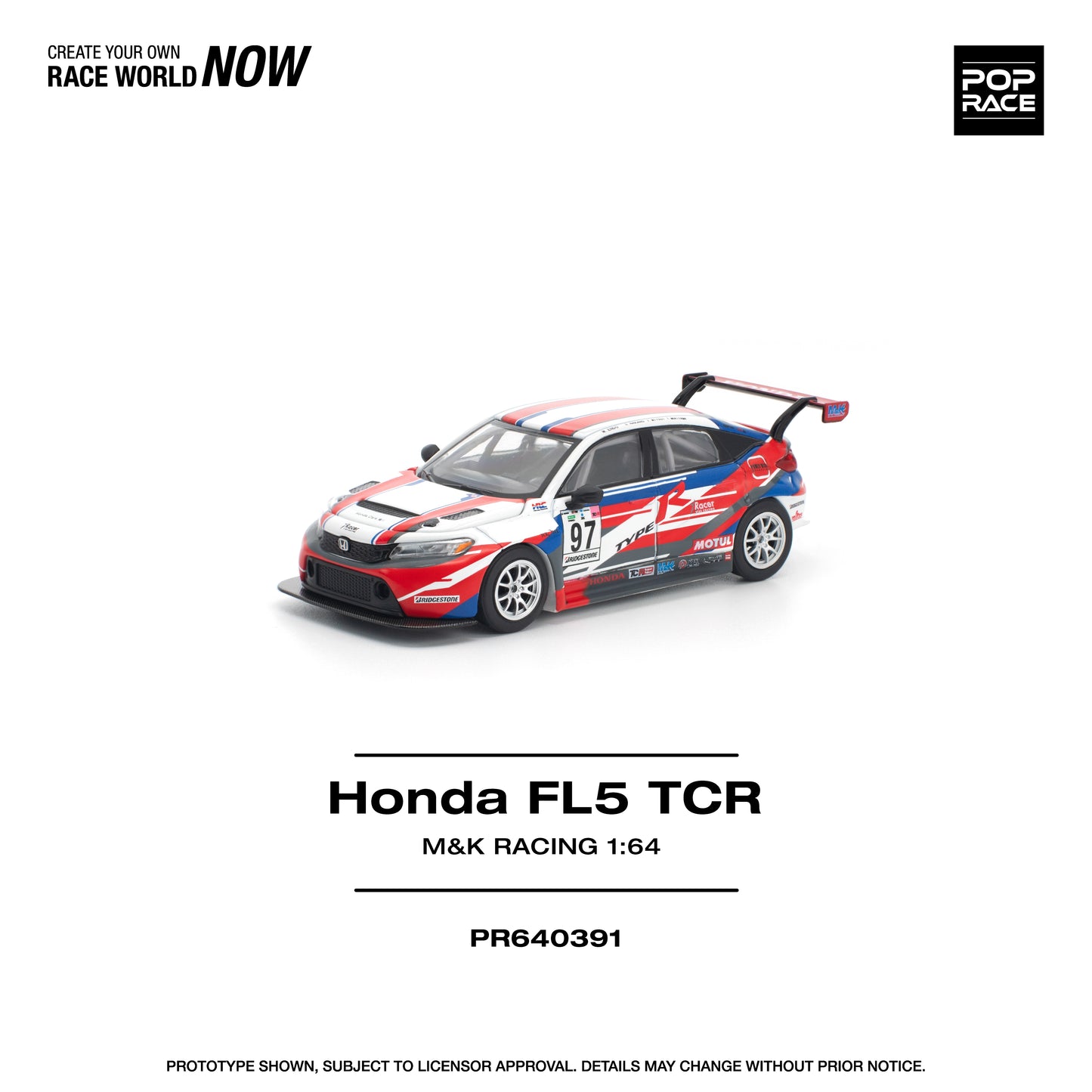 (PRE-ORDER) POPRACE 1:64 HONDA CIVIC TYPE-R (FL5) TCR - M&K RACING PR640391
