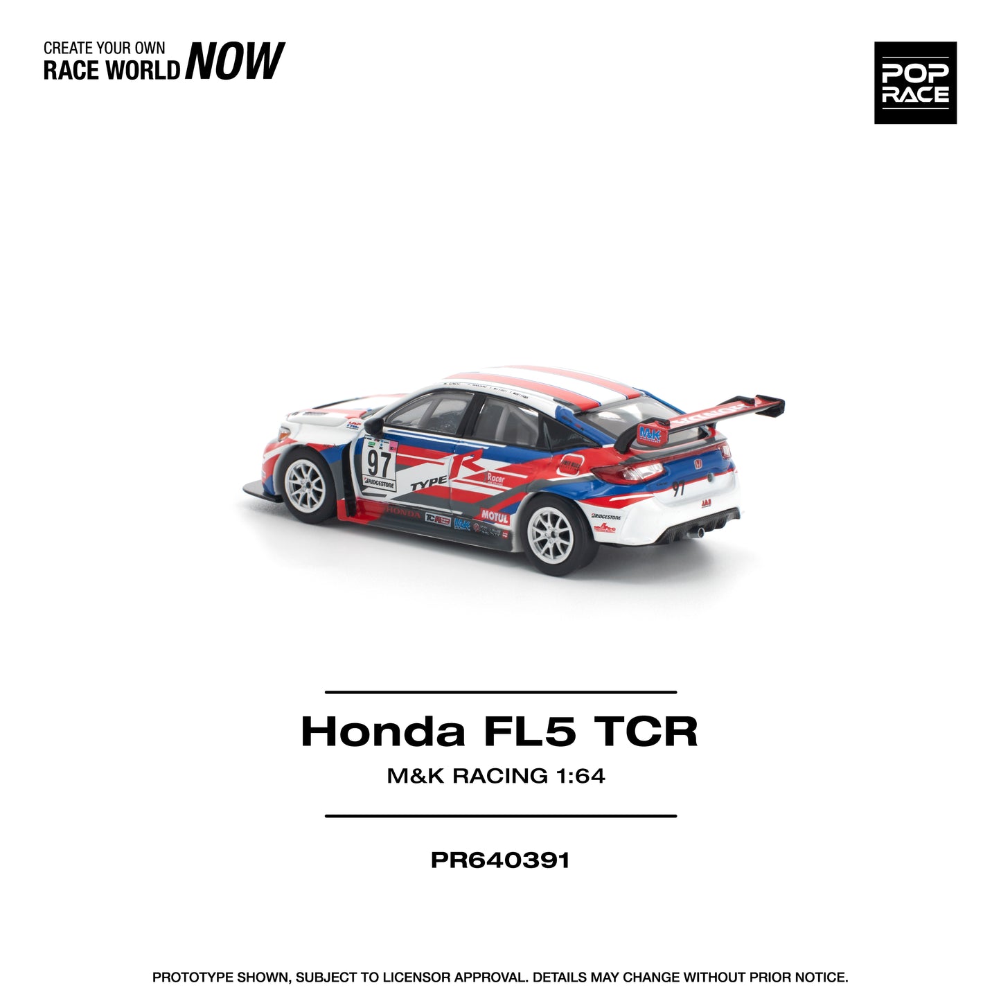 (PRE-ORDER) POPRACE 1:64 HONDA CIVIC TYPE-R (FL5) TCR - M&K RACING PR640391