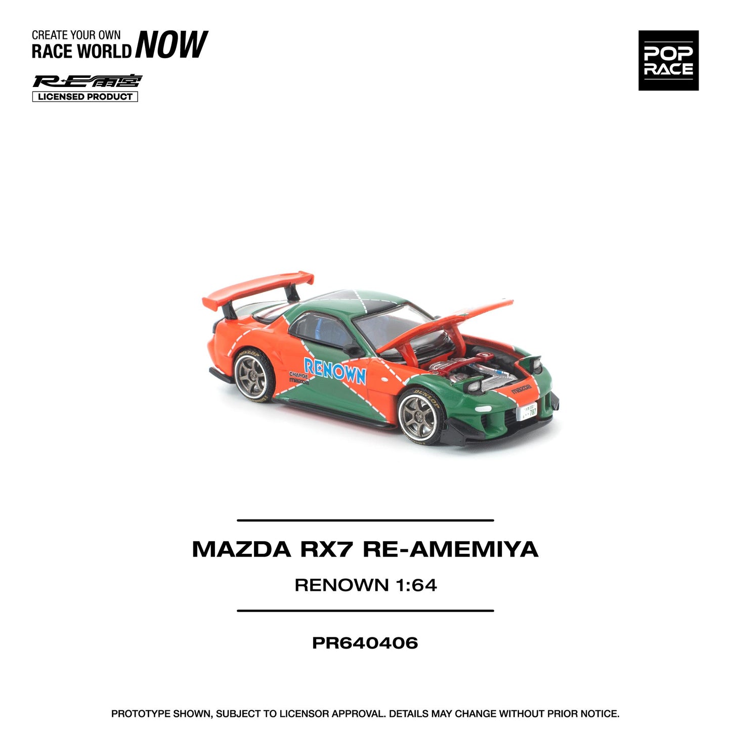 (PRE-ORDER) POPRACE 1:64 MAZDA RX7 RE-AMEMIYA RENOWN PR640406