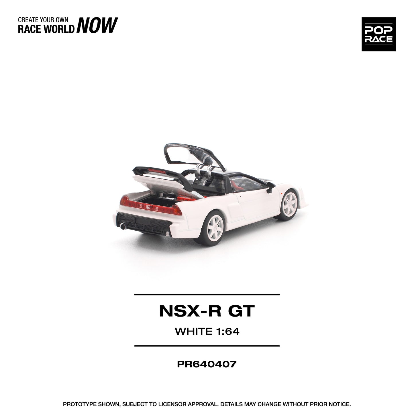 (PRE-ORDER) POPRACE 1:64 HONDA NSX-R GT WHITE PR640407