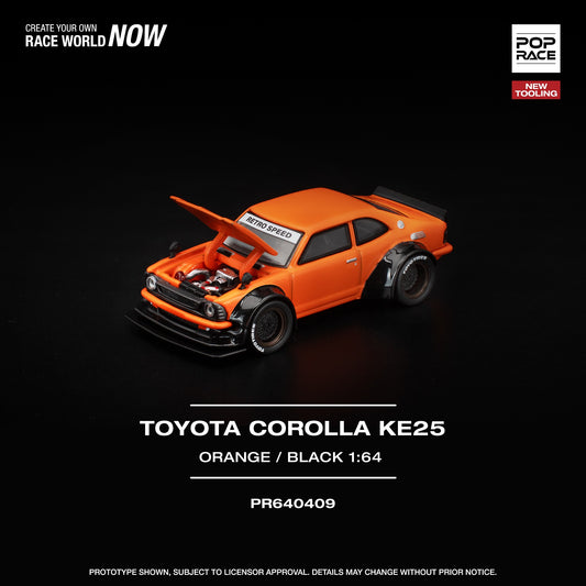 (PRE-ORDER) POPRACE 1:64 TOYOTA COROLLA KE25 ORANGE PR640409