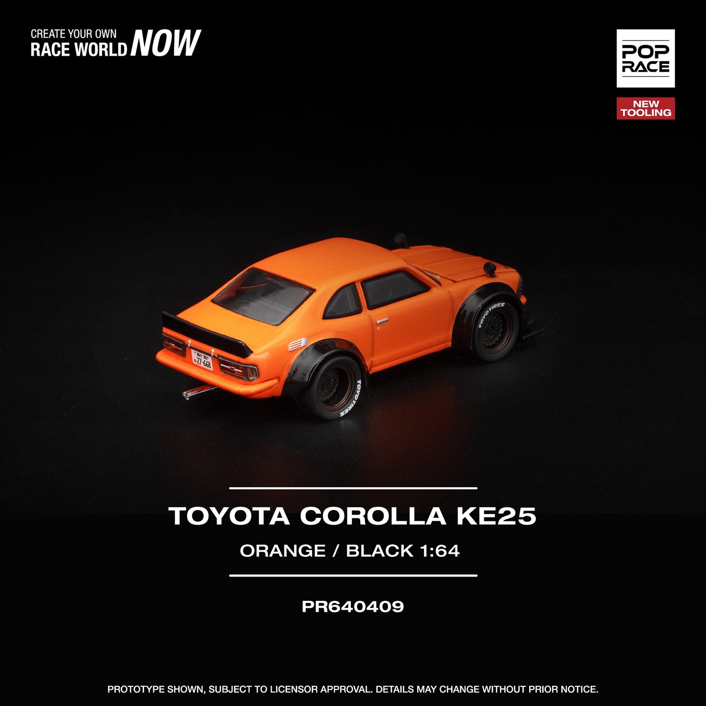 (PRE-ORDER) POPRACE 1:64 TOYOTA COROLLA KE25 ORANGE PR640409