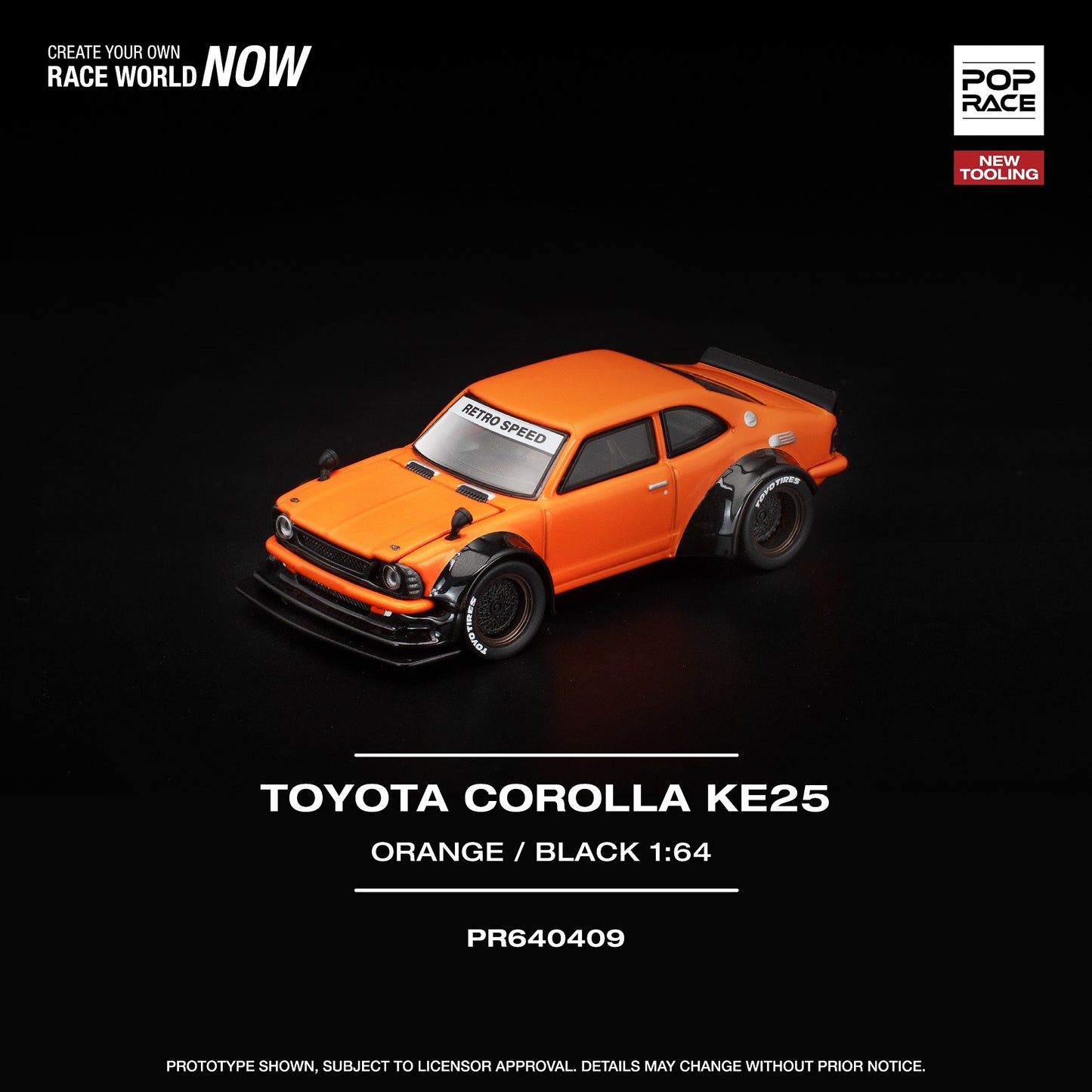 (PRE-ORDER) POPRACE 1:64 TOYOTA COROLLA KE25 ORANGE PR640409