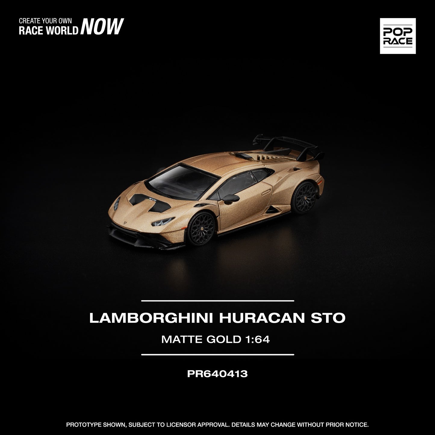 (PRE-ORDER) POPRACE 1:64 LAMBORGHINI HURACAN STO MATTE GOLD PR640413