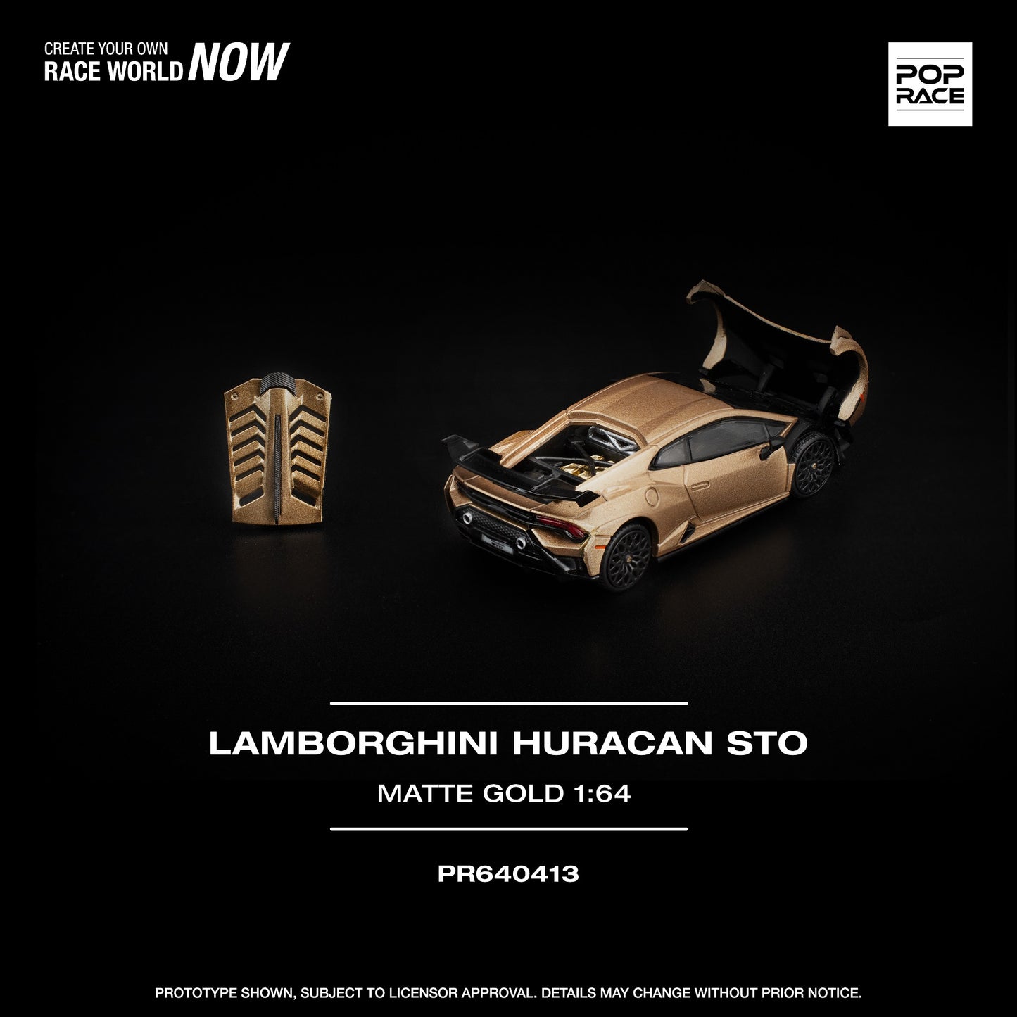 (PRE-ORDER) POPRACE 1:64 LAMBORGHINI HURACAN STO MATTE GOLD PR640413