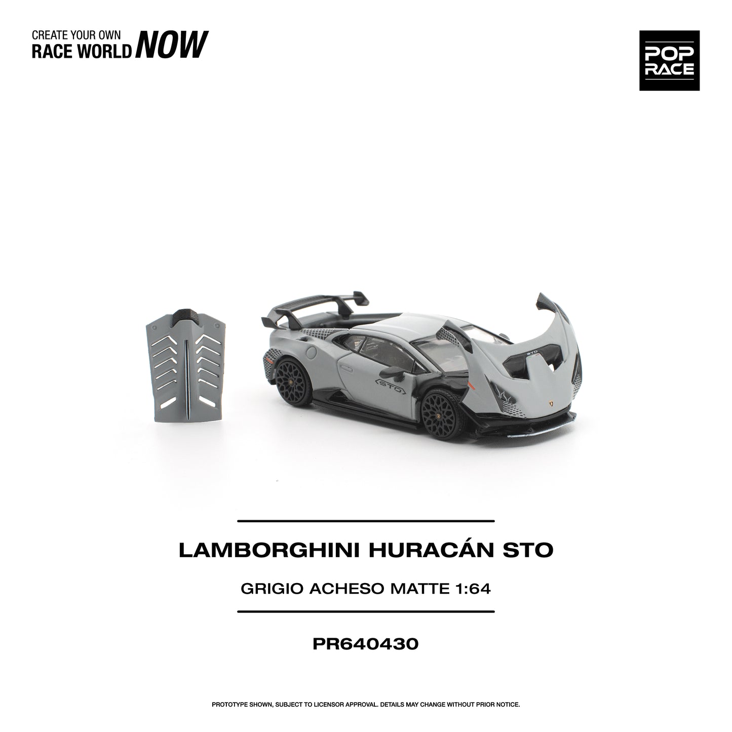 (PRE-ORDER) POPRACE 1:64 LAMBORGHINI HURACAN STO GRIGIO ACHESO MATTE PR640430