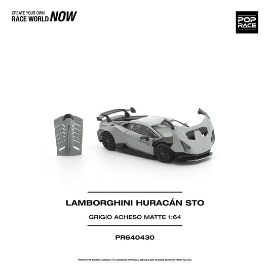 (PRE-ORDER) POPRACE 1:64 LAMBORGHINI HURACAN STO GRIGIO ACHESO MATTE PR640430