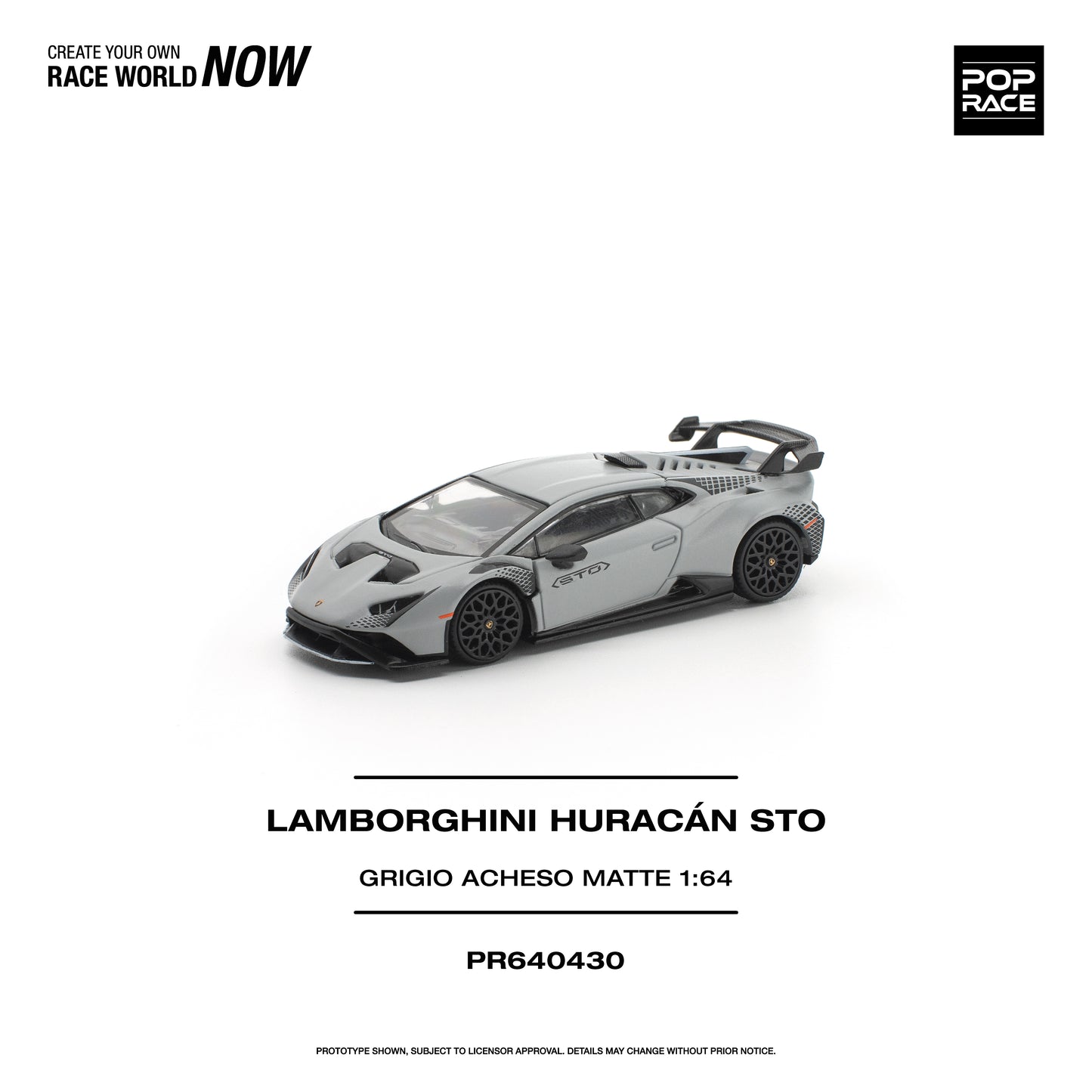 (PRE-ORDER) POPRACE 1:64 LAMBORGHINI HURACAN STO GRIGIO ACHESO MATTE PR640430